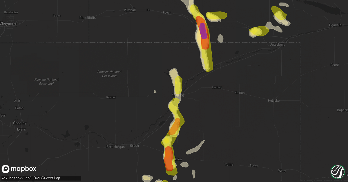 Hail map in Sterling, CO on June 7, 2017