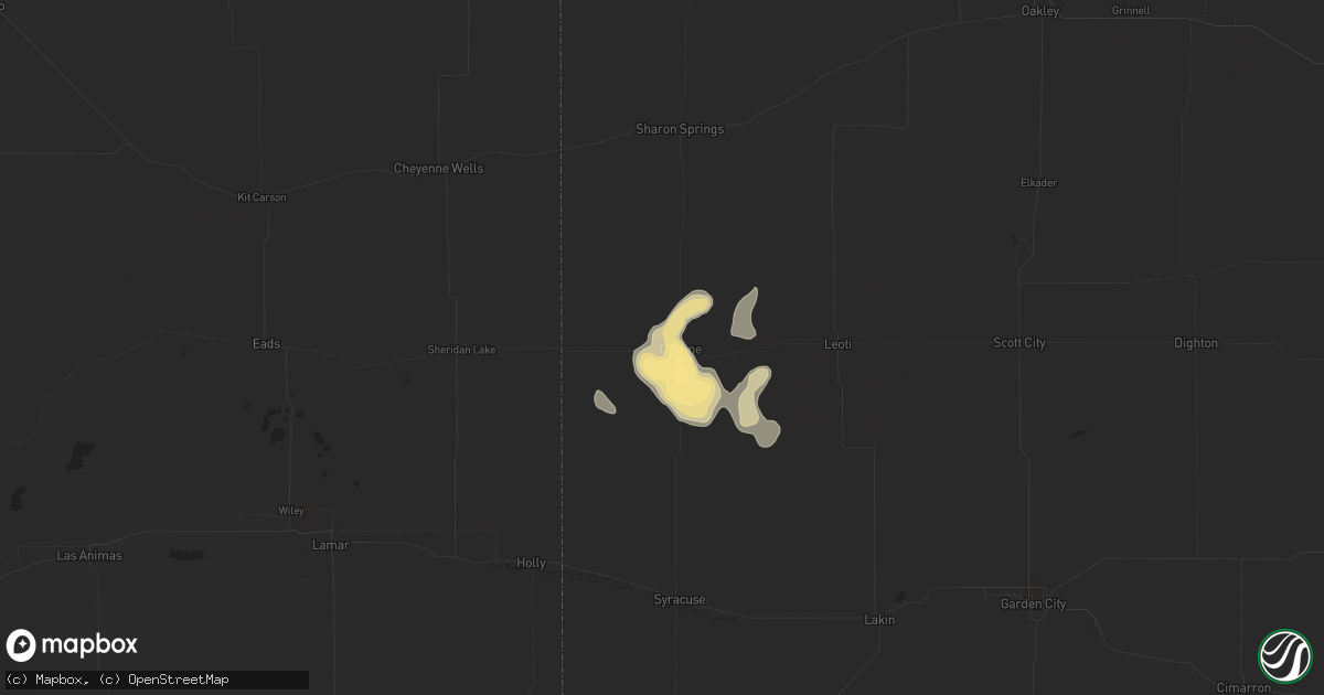 Hail map in Tribune, KS on June 7, 2017
