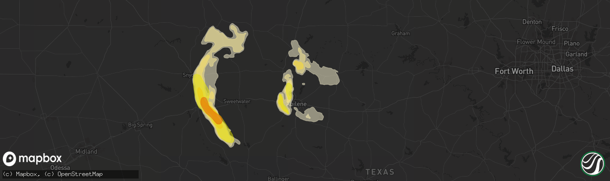 Hail map in Abilene, TX on June 7, 2018