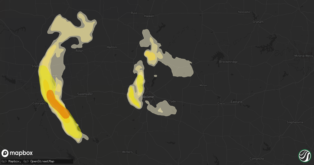 Hail map in Abilene, TX on June 7, 2018