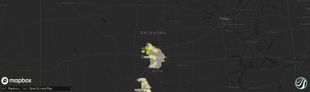 Hail map in Edmond, OK on June 7, 2018