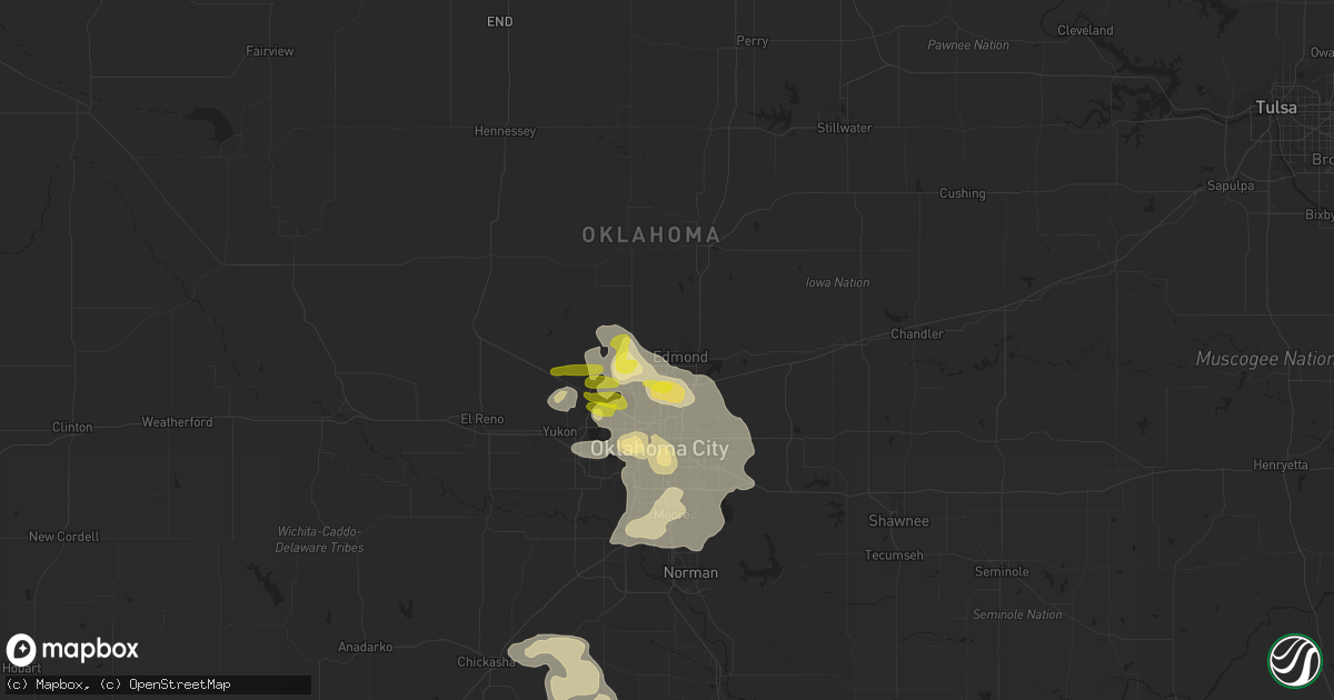 Hail map in Edmond, OK on June 7, 2018