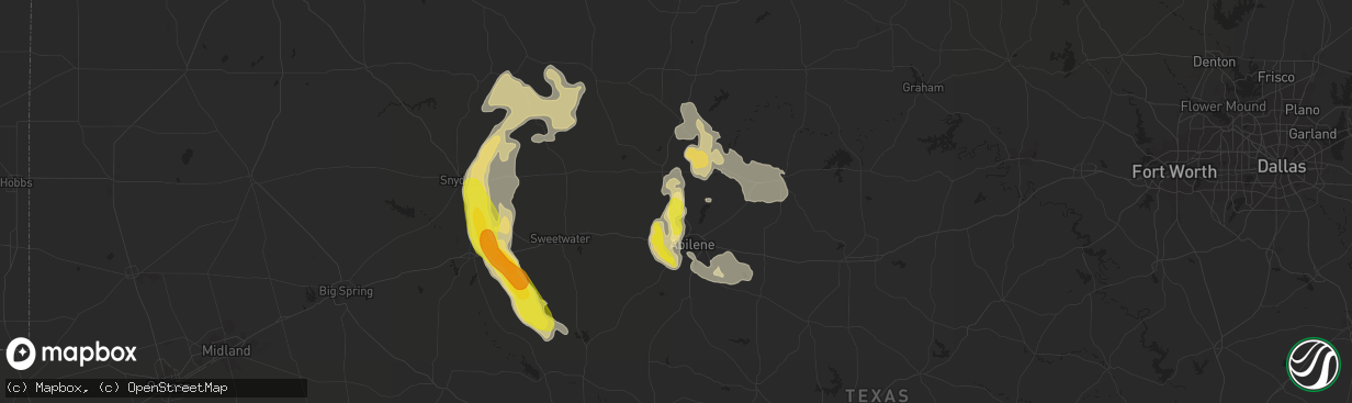 Hail map in Hawley, TX on June 7, 2018