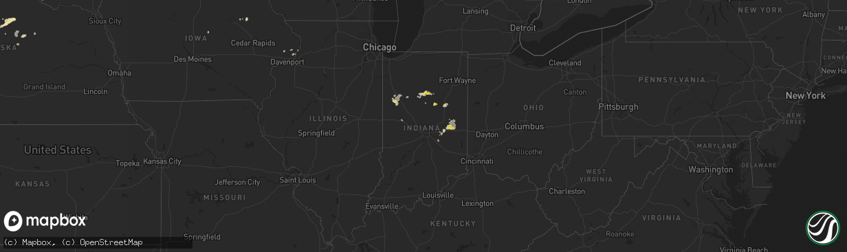 Hail map in Indiana on June 7, 2018