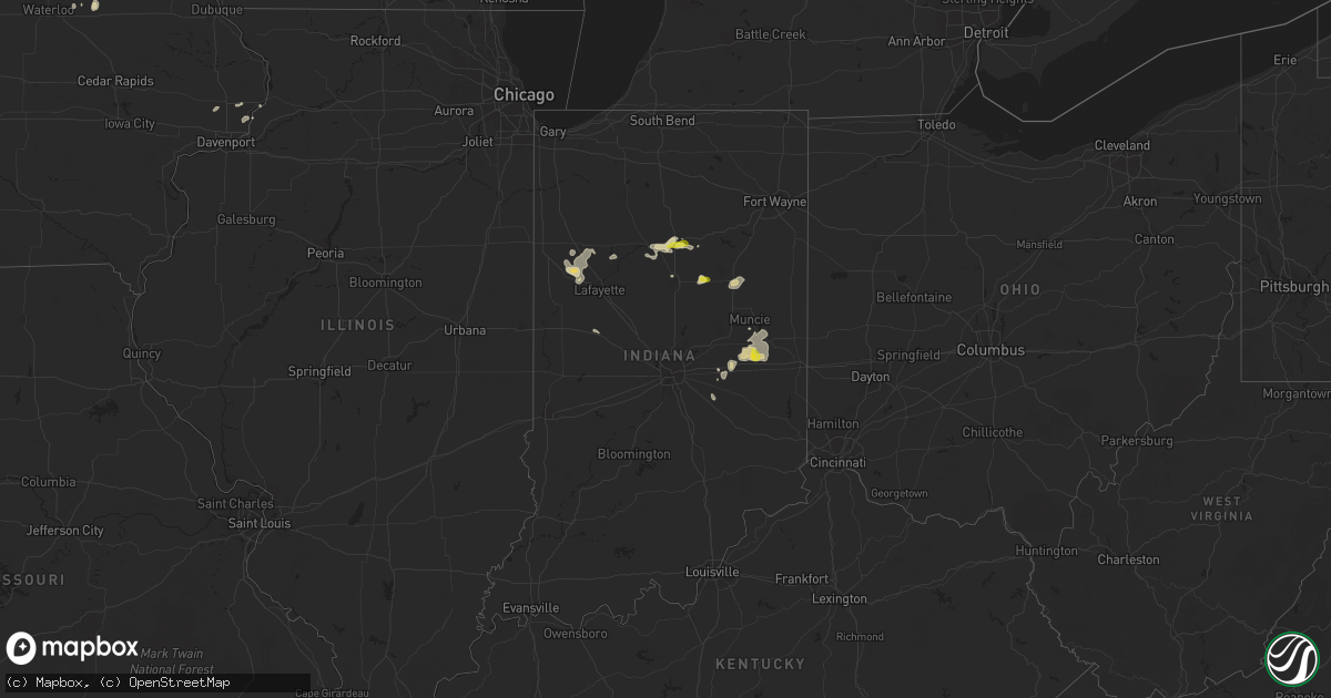 Hail map in Indiana on June 7, 2018