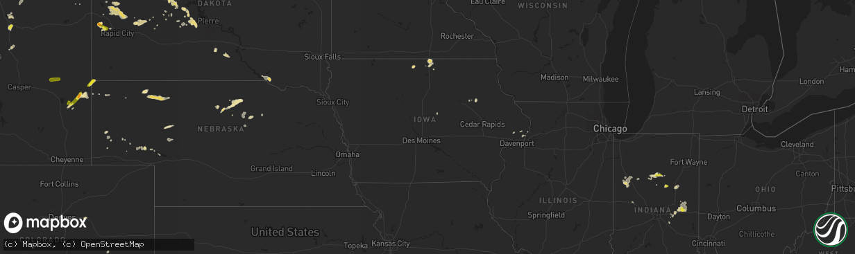 Hail map in Iowa on June 7, 2018