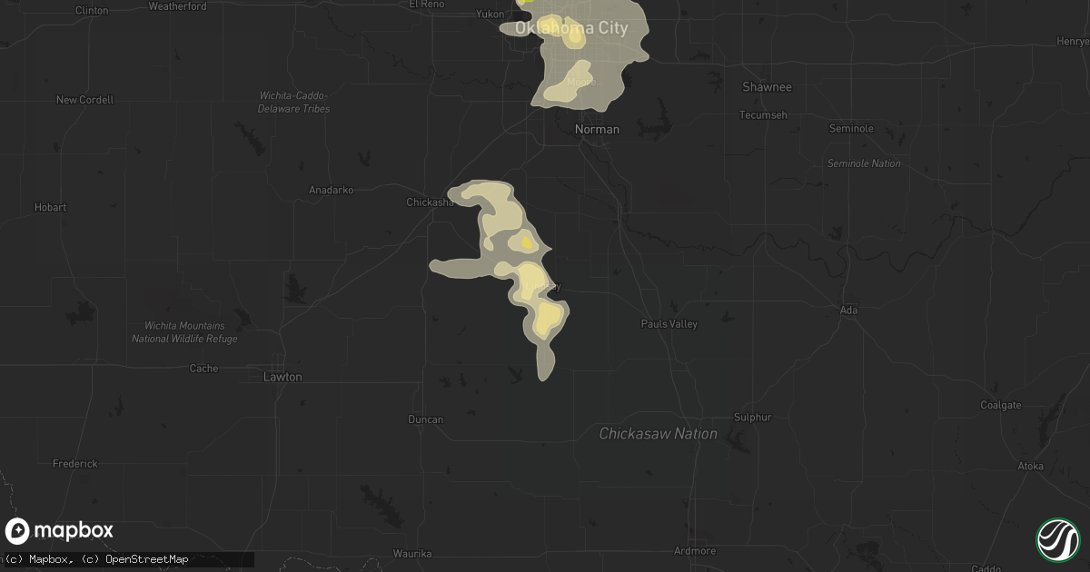 Hail map in Lindsay, OK on June 7, 2018