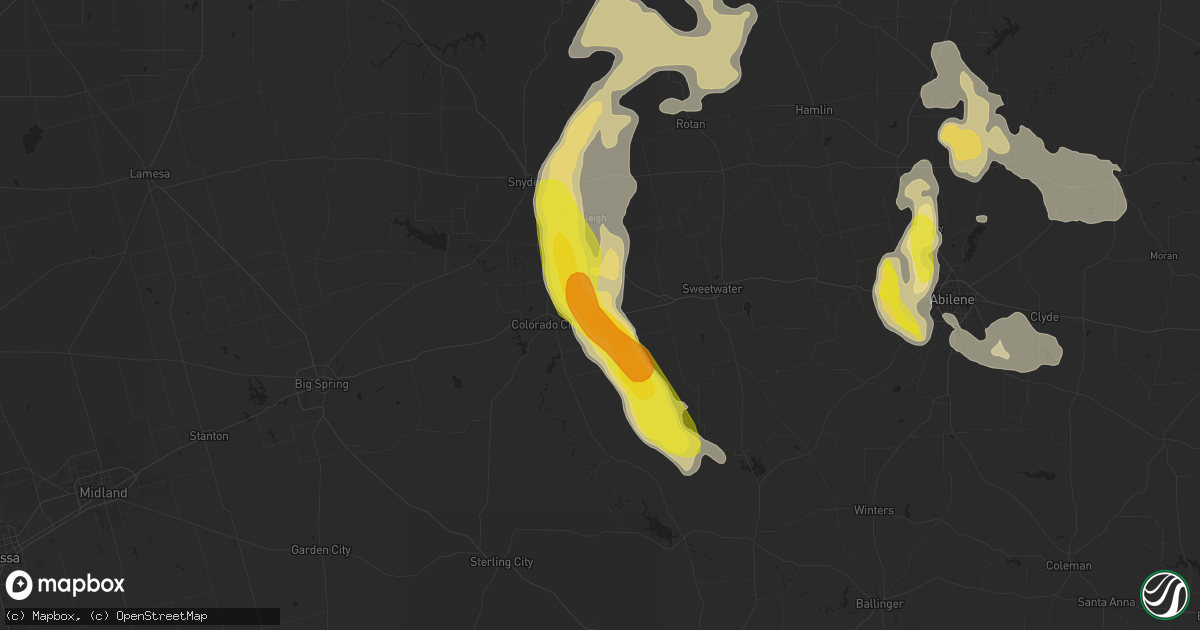 Hail map in Loraine, TX on June 7, 2018