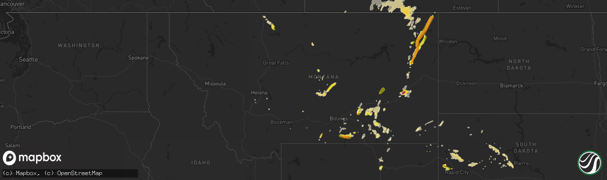 Hail map in Montana on June 7, 2018