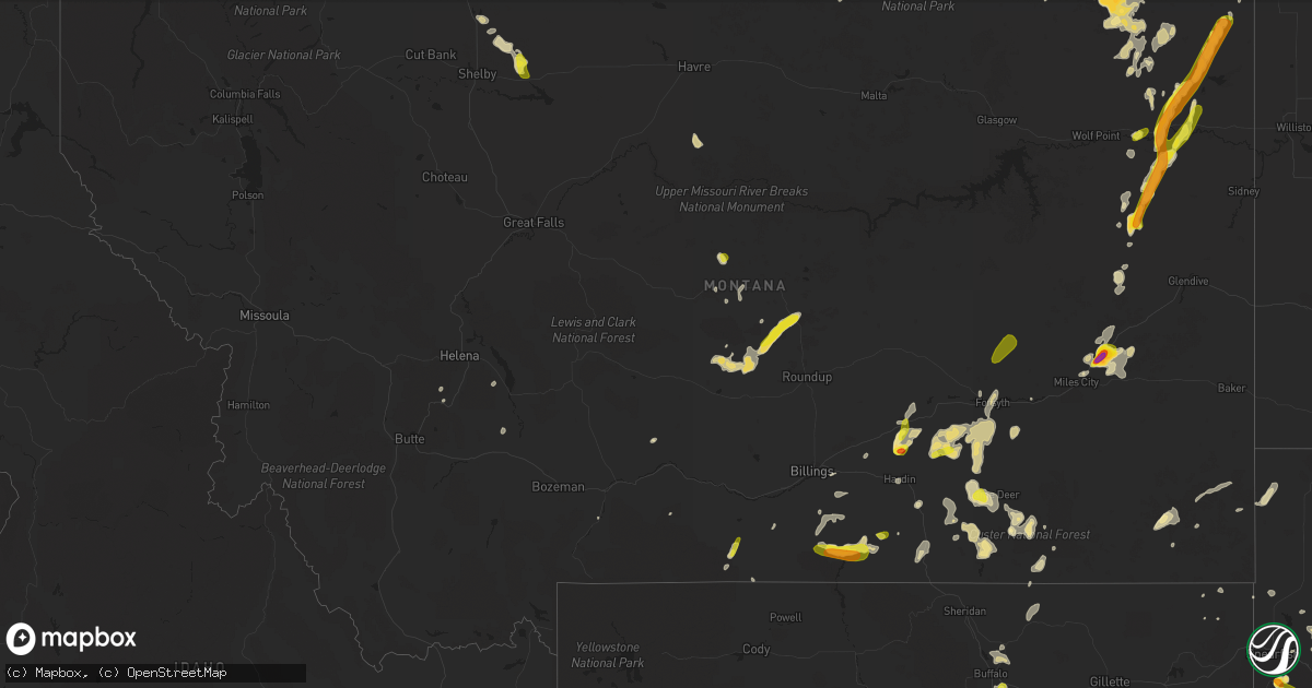 Hail map in Montana on June 7, 2018