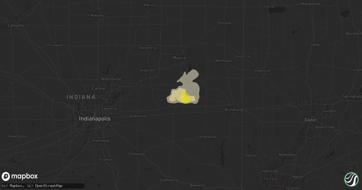 Hail map in New Castle, IN on June 7, 2018