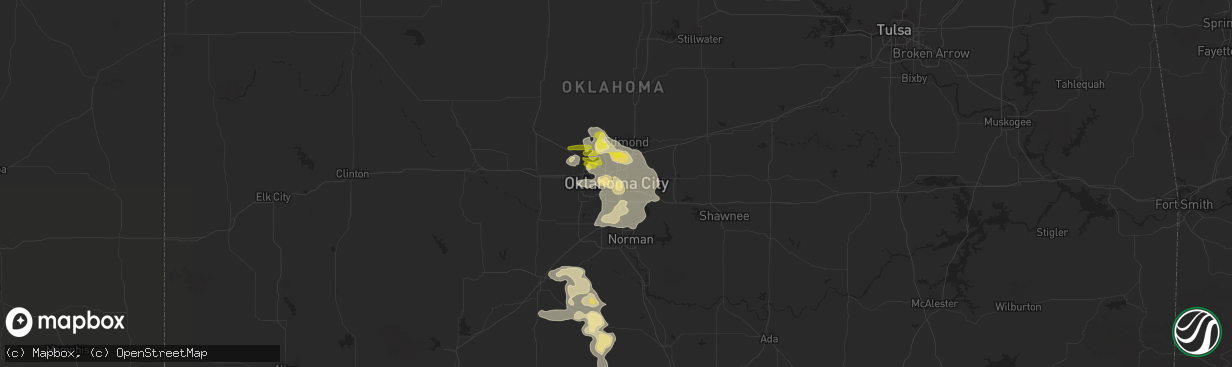 Hail map in Oklahoma City, OK on June 7, 2018