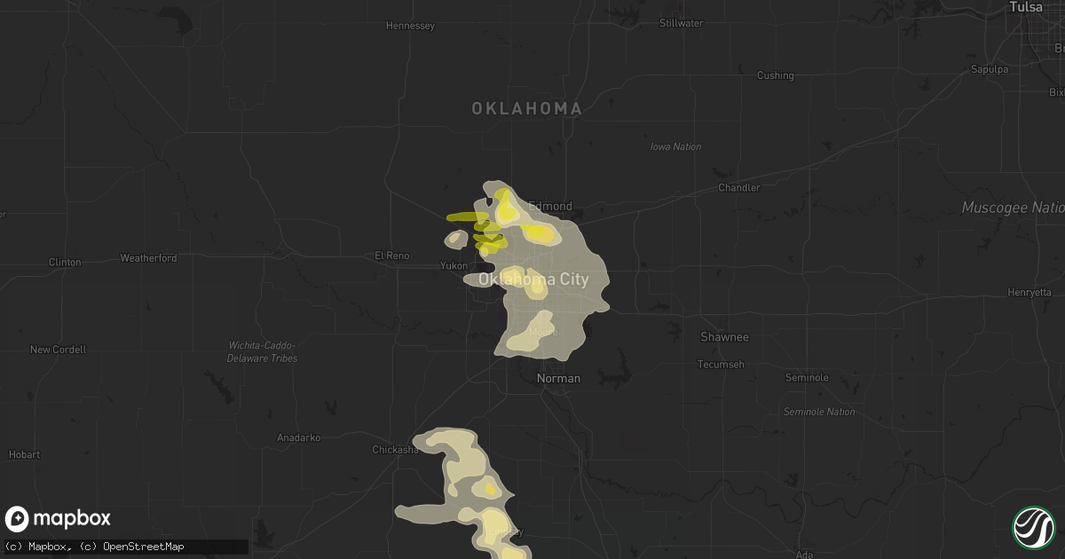 Hail map in Oklahoma City, OK on June 7, 2018