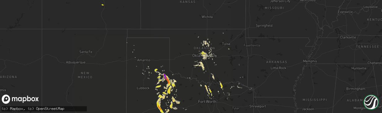 Hail map in Oklahoma on June 7, 2018