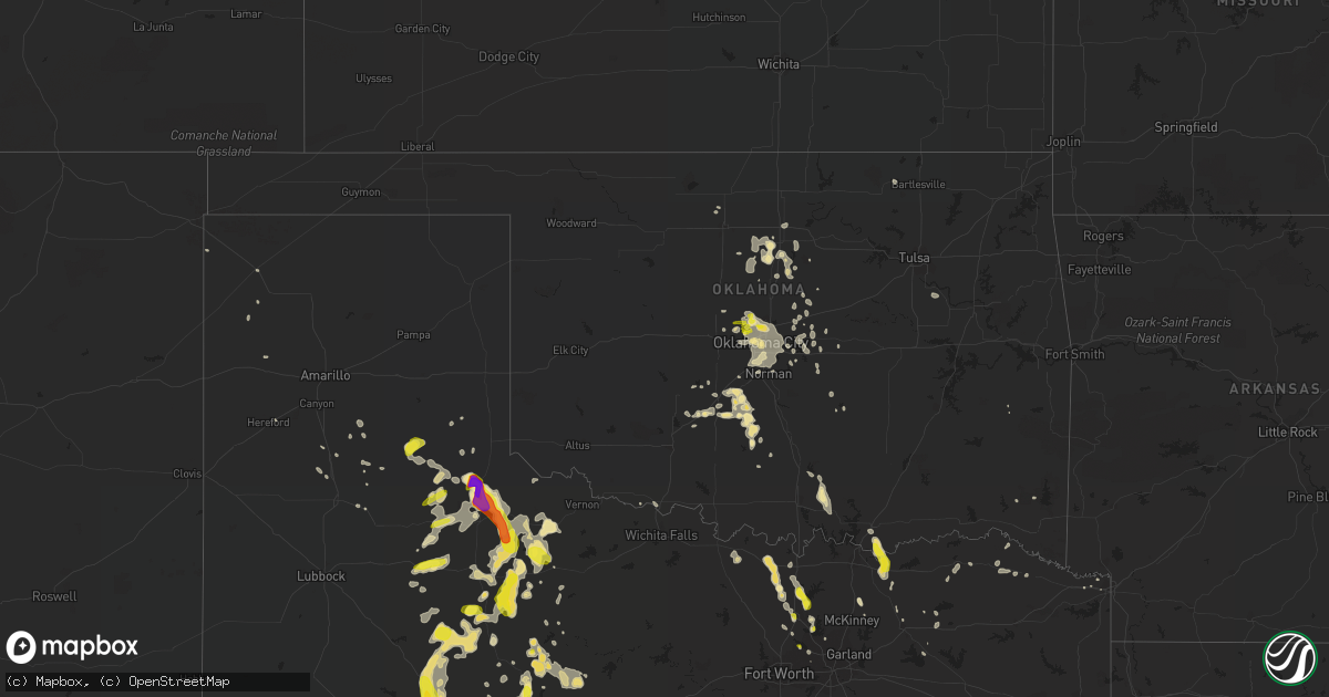 Hail map in Oklahoma on June 7, 2018