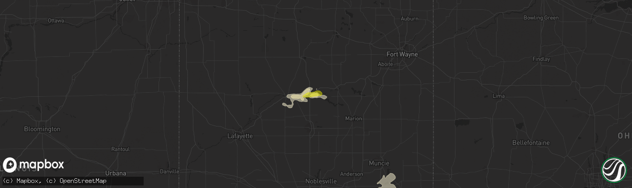 Hail map in Peru, IN on June 7, 2018