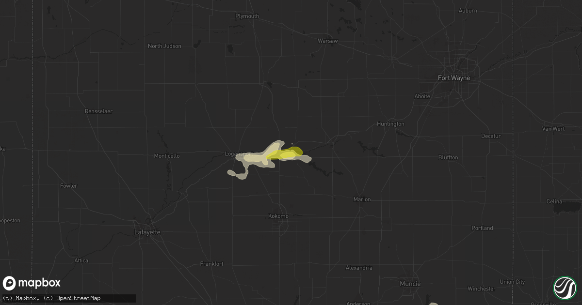 Hail map in Peru, IN on June 7, 2018