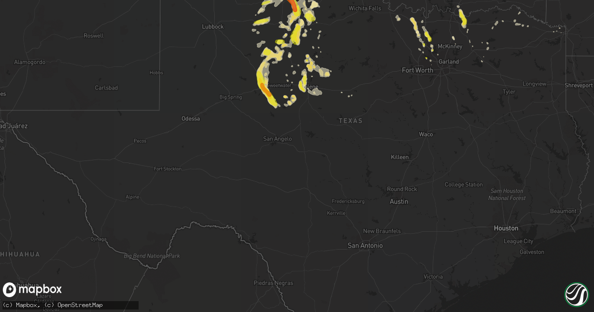 Hail map in Texas on June 7, 2018