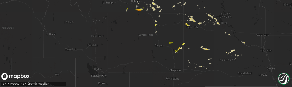 Hail map in Wyoming on June 7, 2018