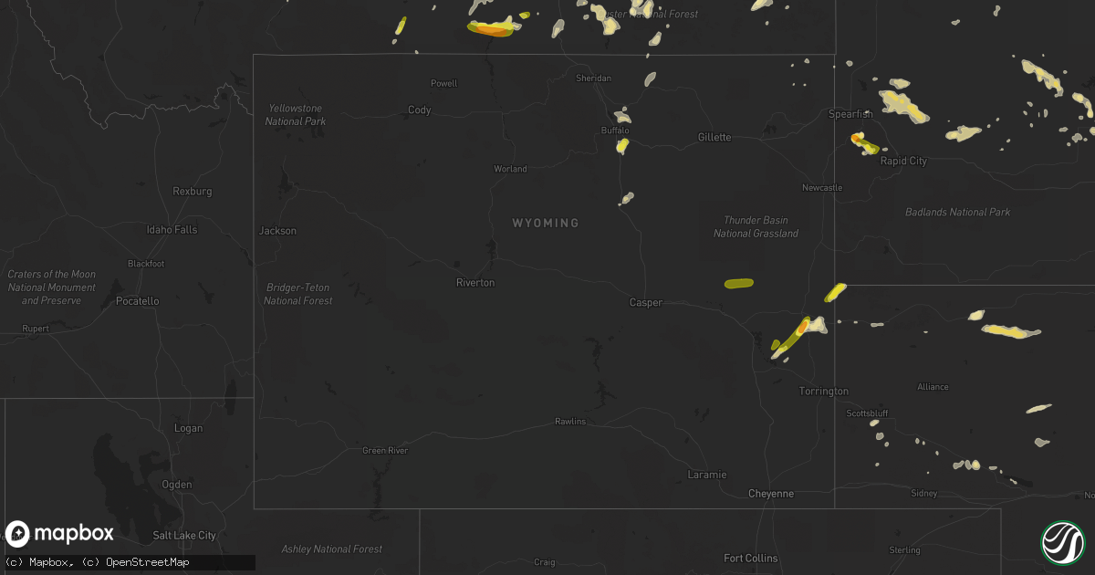 Hail map in Wyoming on June 7, 2018
