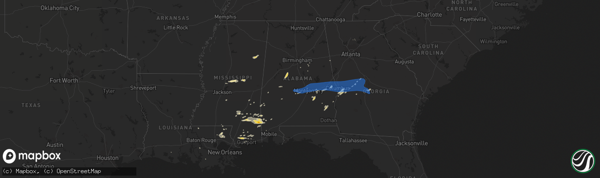 Hail map in Alabama on June 7, 2019