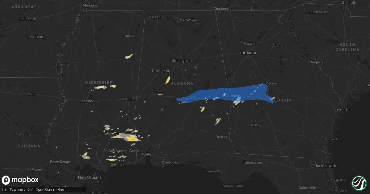 Hail map in Alabama on June 7, 2019