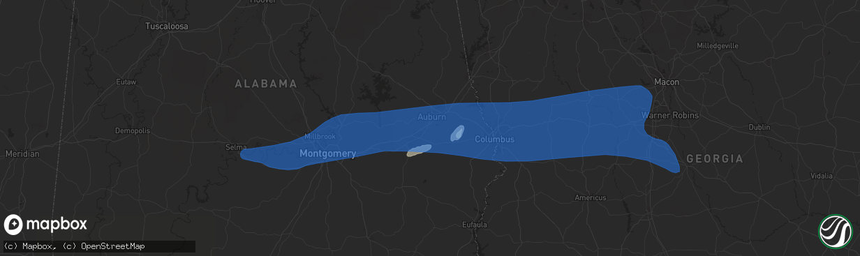 Hail map in Auburn, AL on June 7, 2019