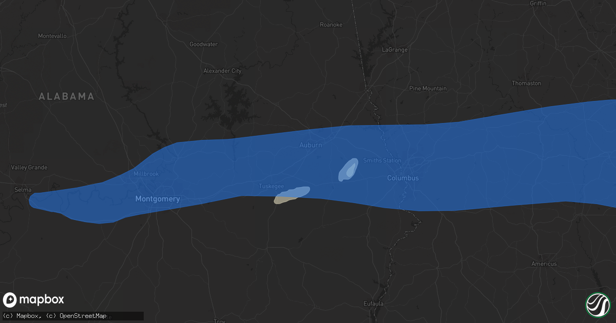 Hail map in Auburn, AL on June 7, 2019