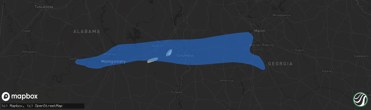 Hail map in Columbus, GA on June 7, 2019