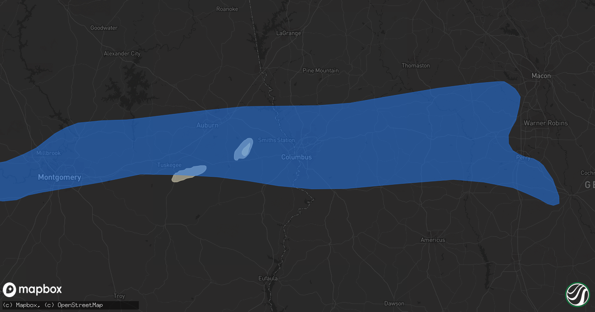 Hail map in Columbus, GA on June 7, 2019