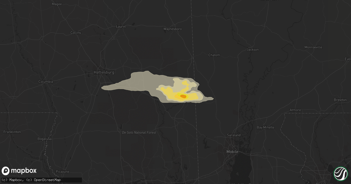 Hail map in Leakesville, MS on June 7, 2019