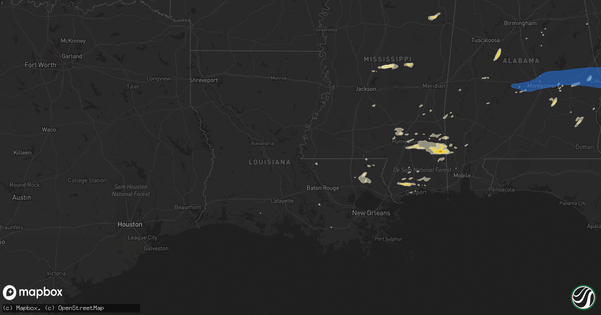 Hail map in Louisiana on June 7, 2019