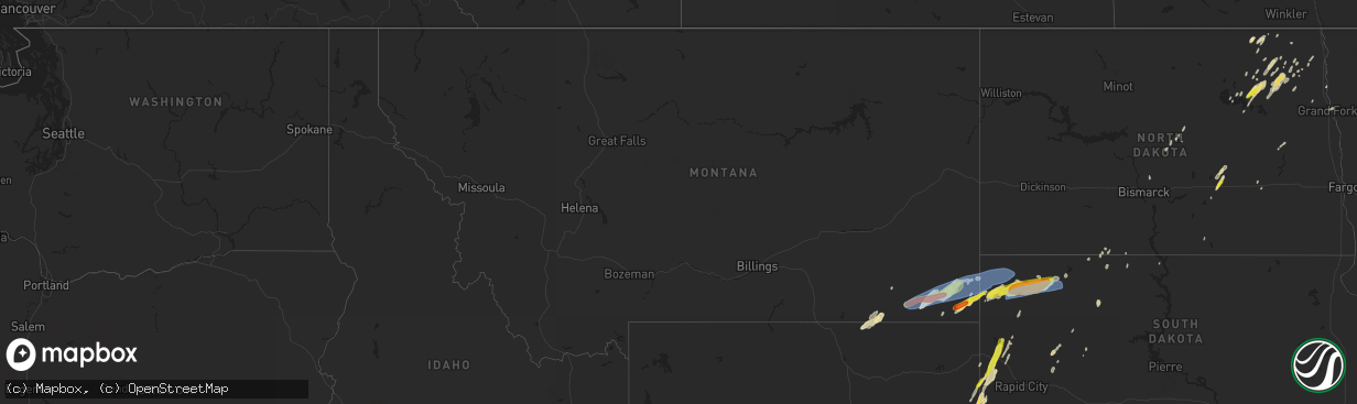 Hail map in Montana on June 7, 2019