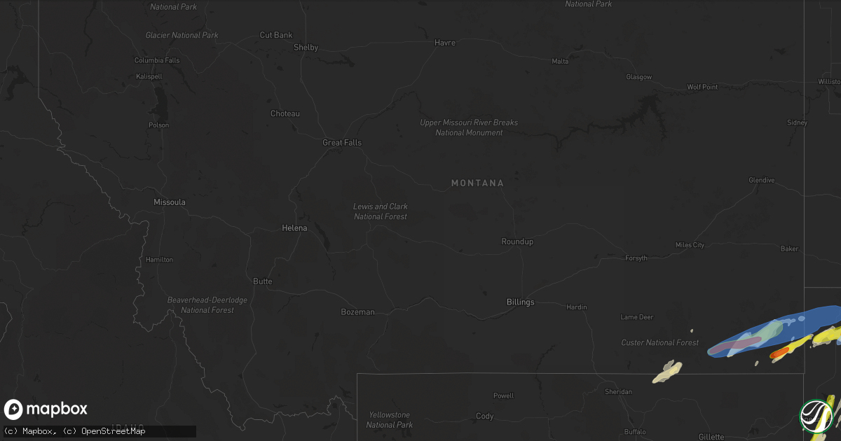 Hail map in Montana on June 7, 2019