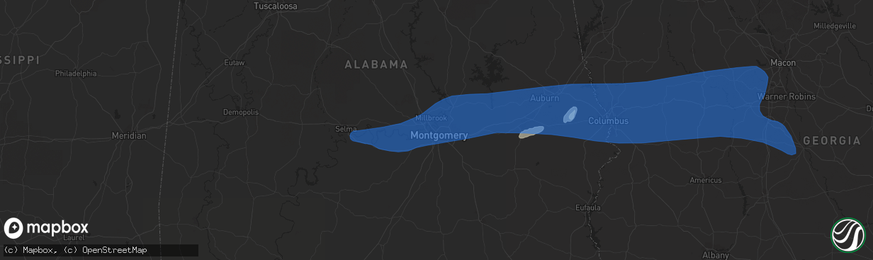 Hail map in Montgomery, AL on June 7, 2019