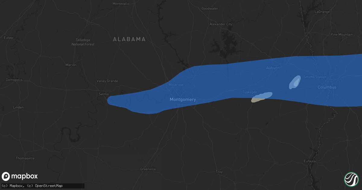 Hail map in Montgomery, AL on June 7, 2019