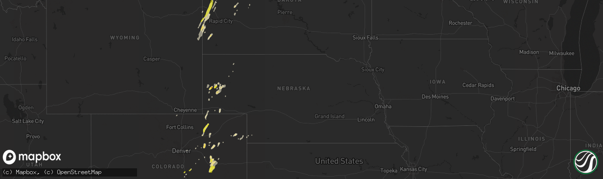 Hail map in Nebraska on June 7, 2019