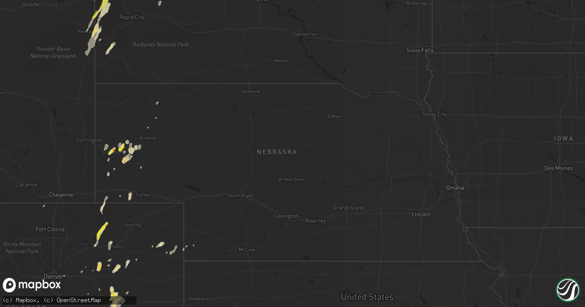 Hail map in Nebraska on June 7, 2019