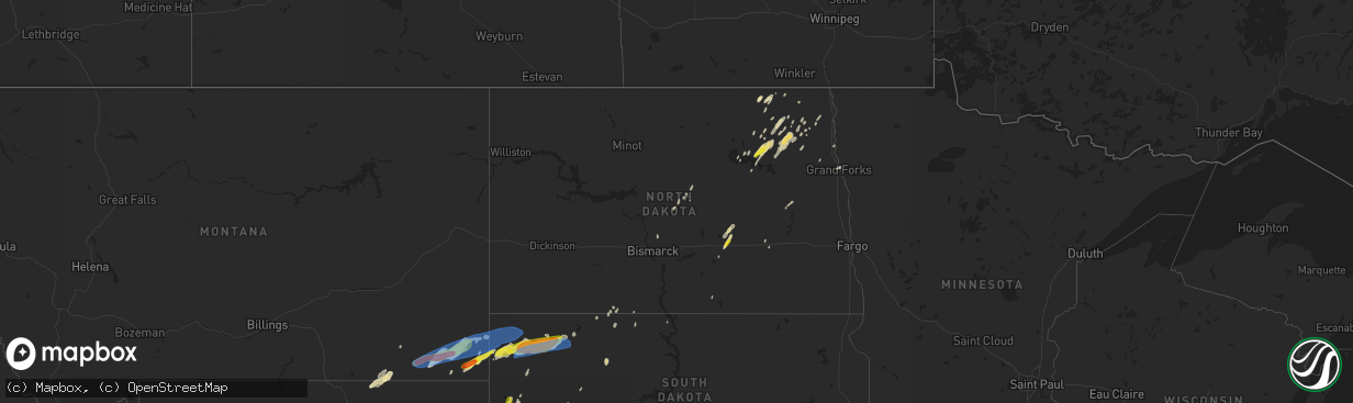 Hail map in North Dakota on June 7, 2019