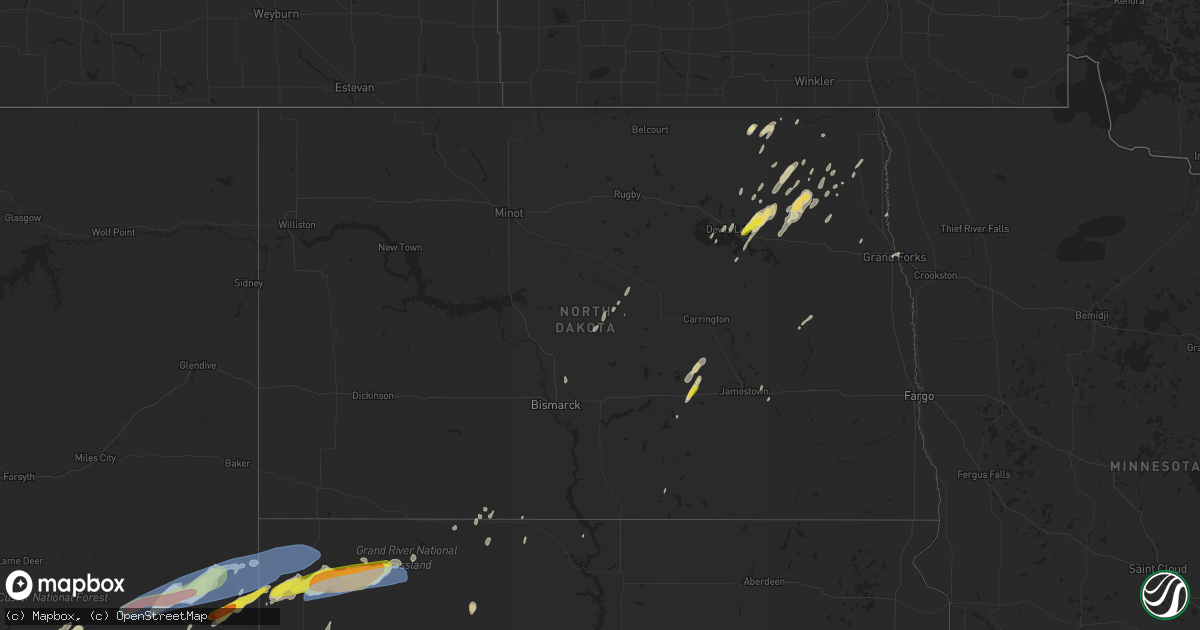 Hail map in North Dakota on June 7, 2019
