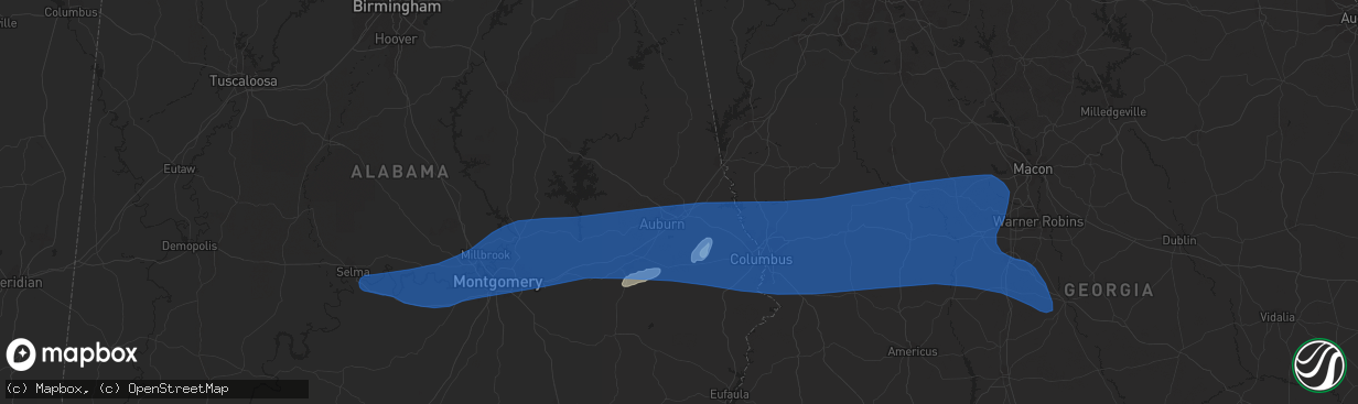 Hail map in Opelika, AL on June 7, 2019