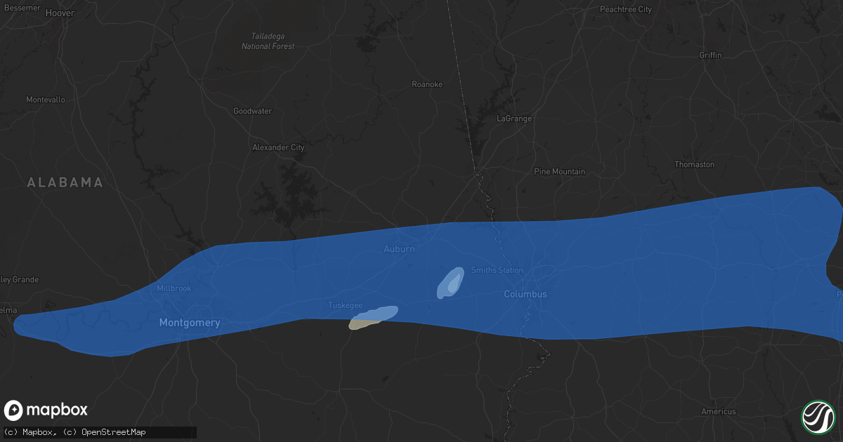 Hail map in Opelika, AL on June 7, 2019
