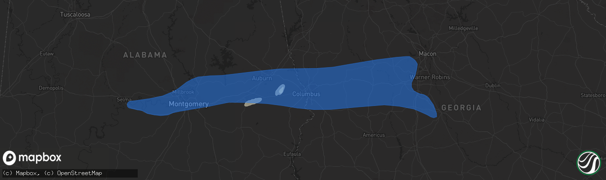 Hail map in Phenix City, AL on June 7, 2019