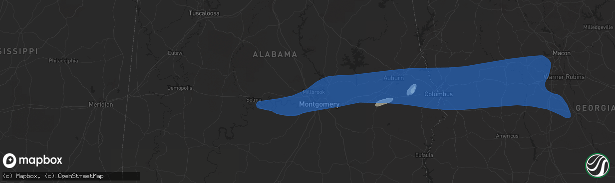 Hail map in Prattville, AL on June 7, 2019