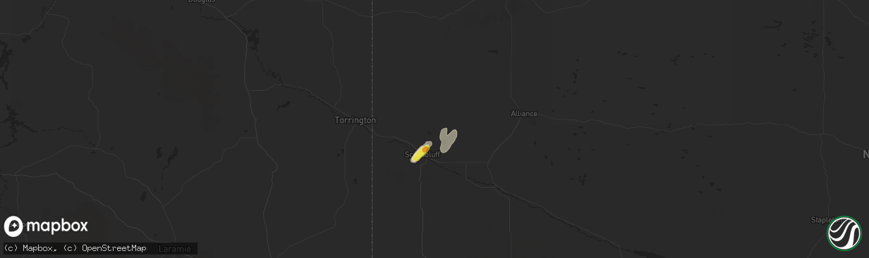 Hail map in Scottsbluff, NE on June 7, 2019