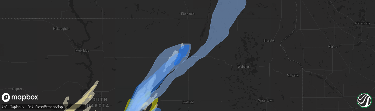 Hail map in Aberdeen, SD on June 7, 2020