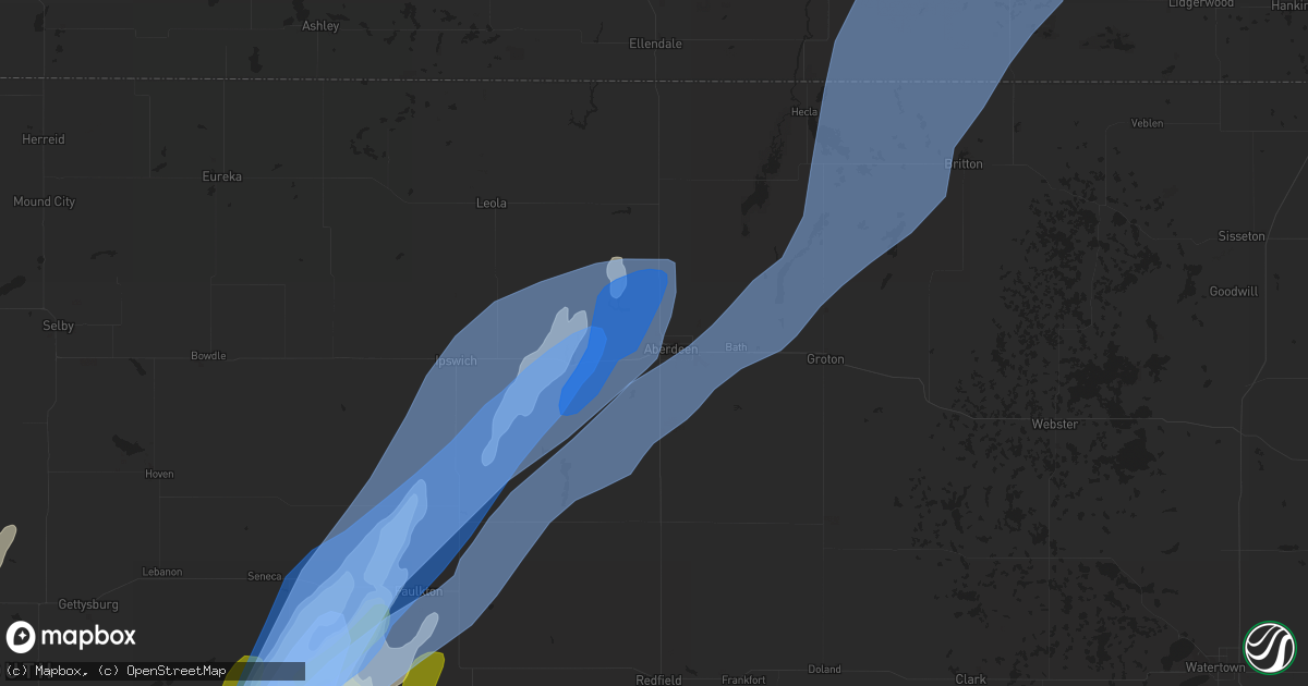 Hail map in Aberdeen, SD on June 7, 2020