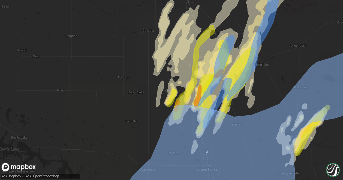 Hail map in Grafton, ND on June 7, 2020