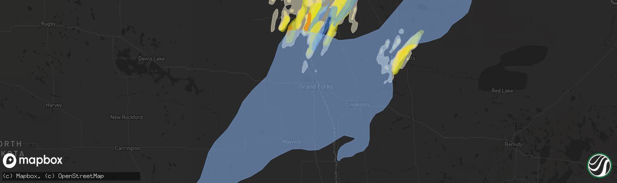 Hail map in Grand Forks, ND on June 7, 2020