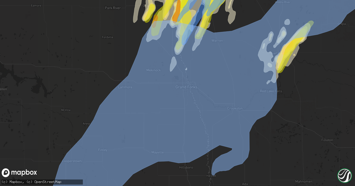 Hail map in Grand Forks, ND on June 7, 2020